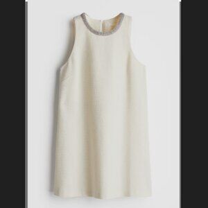 NWT H&M EDITION Rhinestone Trimmed Dress - Cream / S